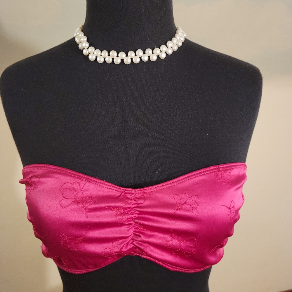 Satin Fuscia Bandau Bra Size Med